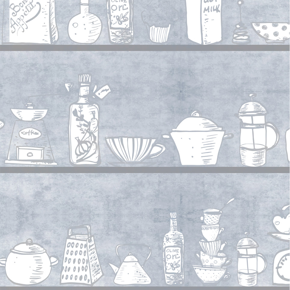 Papel Mural Estantes Cocina (COC005)