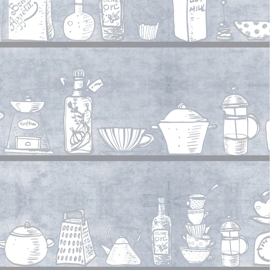 Papel Mural Estantes Cocina (COC005)