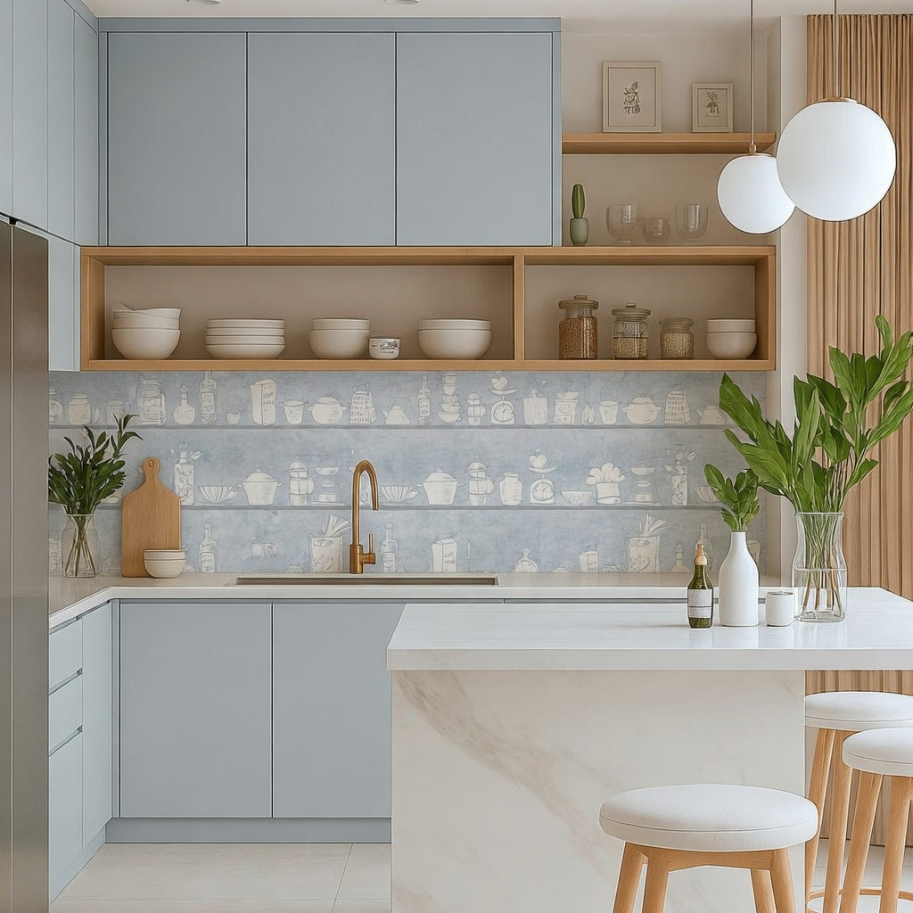 Papel Mural Estantes Cocina (COC005)